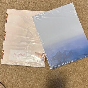 Gradient Blue Horses & Light beige copper globe Decorative Paper Packs - 2 Packs